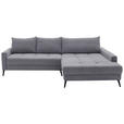 ECKSOFA  in Cord Grau  280/173 cm  - Schwarz/Grau, KONVENTIONELL, Textil/Metall (280/173cm) - Hom`in