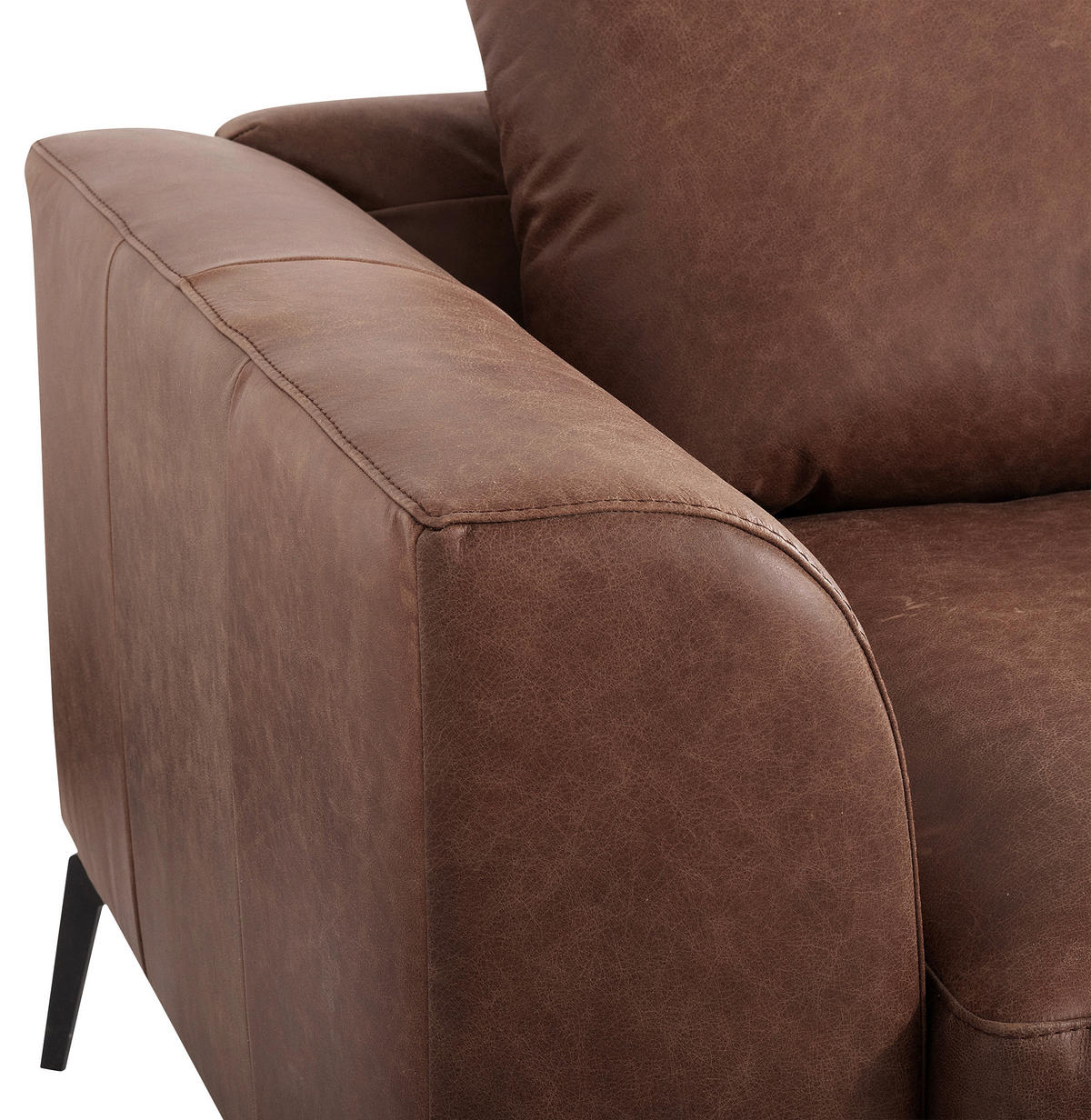 ECKSOFA in Echtleder Braun  313/172 cm  - Schwarz/Braun, Design, Leder/Metall (313/172cm) - Livetastic