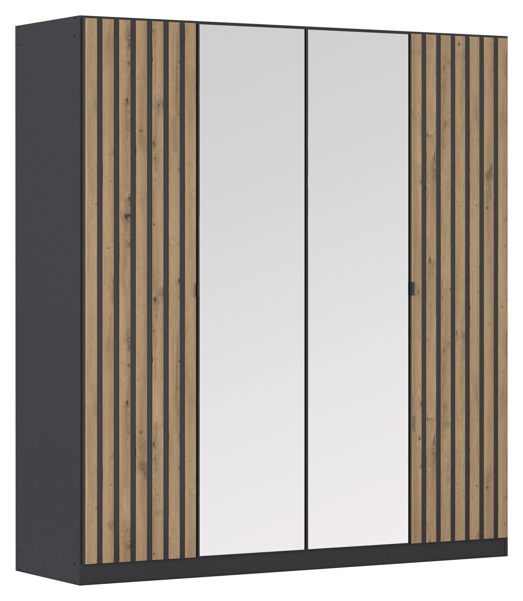 DREHTÜRENSCHRANK 181/197/56 cm,  in Grau, Eiche Artisan, 4-türig  - Eiche Artisan/Grau, MODERN, Holzwerkstoff/Metall (181/197/56cm) - Rauch Möbel