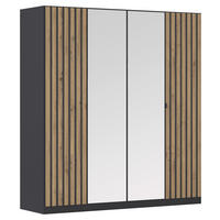 DREHTÜRENSCHRANK 181/197/56 cm,  in Grau, Eiche Artisan, 4-türig  - Eiche Artisan/Grau, MODERN, Holzwerkstoff/Metall (181/197/56cm) - Rauch Möbel