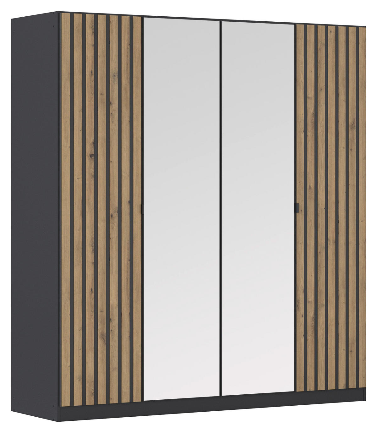 DREHTÜRENSCHRANK 181/197/56 cm,  in Grau, Eiche Artisan, 4-türig  - Eiche Artisan/Grau, MODERN, Holzwerkstoff/Metall (181/197/56cm) - Rauch Möbel