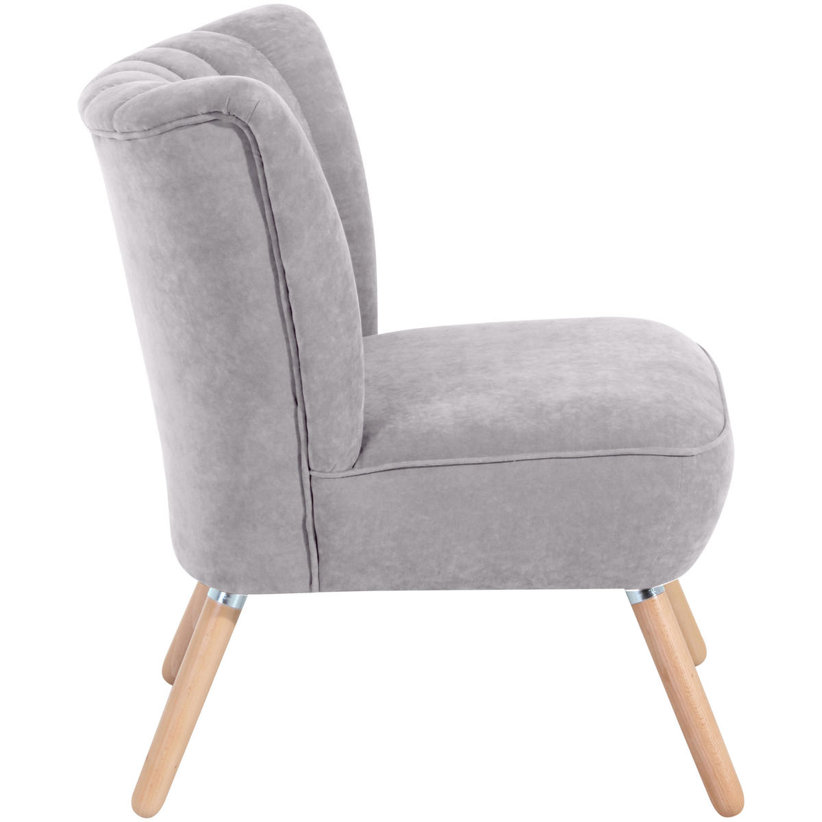 SESSEL in Velours Silberfarben  - Buchefarben/Silberfarben, Design, Holz/Textil (70/80/66cm) - Max Winzer