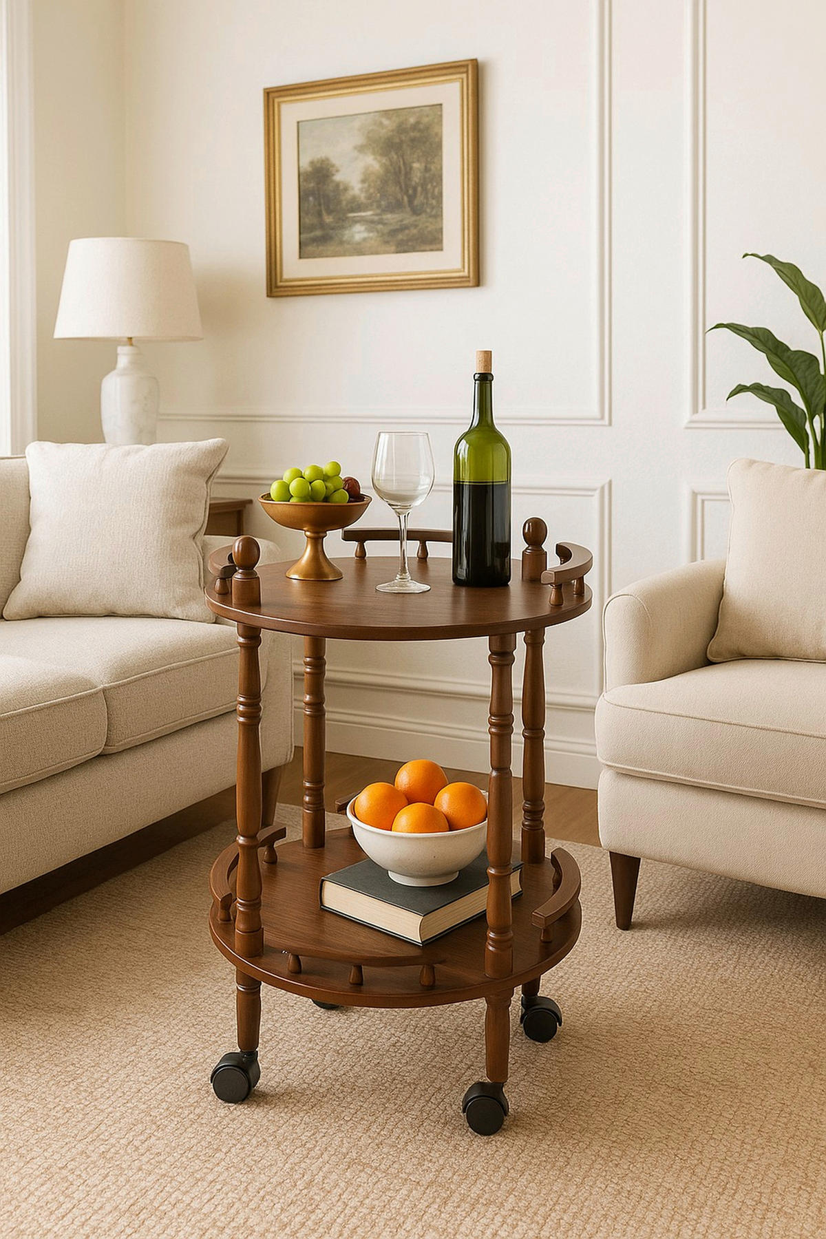 SERVIERWAGEN massiv Nussbaumfarben  - Nussbaumfarben, KONVENTIONELL, Holz/Holzwerkstoff (45/45/69cm) - MID.YOU