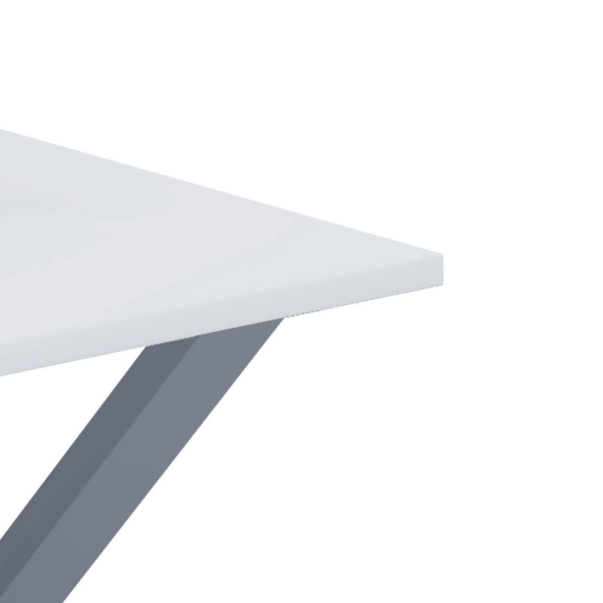 SCHREIBTISCH 140/50/76 cm  in Silberfarben, Weiss  - Weiss/Silberfarben, Modern, Holzwerkstoff/Metall (140/50/76cm) - MID.YOU