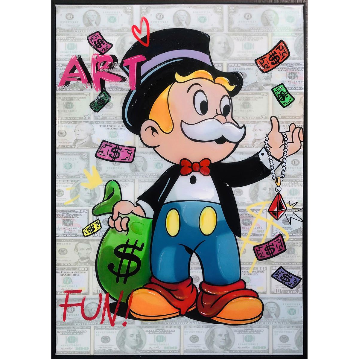 OLJEMÅLNING 50/70 cm  - blå/svart, Trend, trä/textil (50/70cm) - Monee