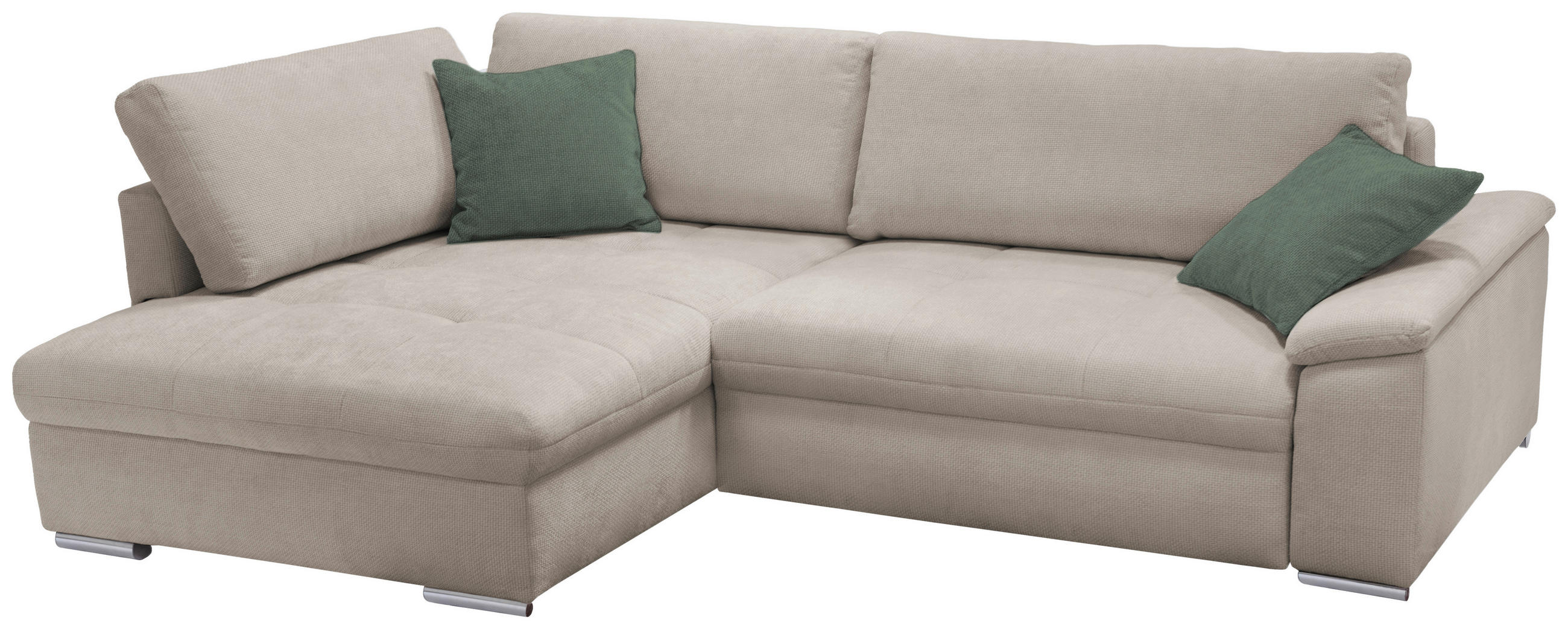 ECKSOFA in Chenille, Struktur Sandfarben  - Sandfarben/Silberfarben, Design, Textil/Metall (178/268cm) - Livetastic