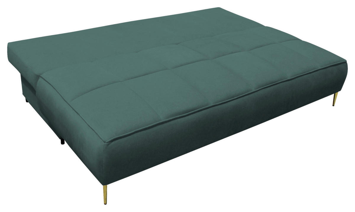 SCHLAFSOFA in Velours Blau  - Blau/Goldfarben, Design, Textil/Metall (200/90/97cm) - MID.YOU