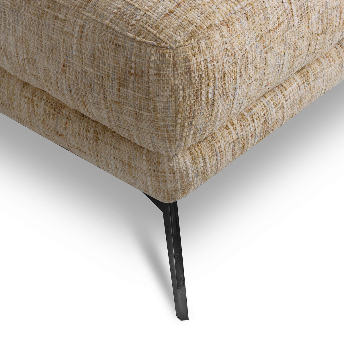 HOCKER Textil Hellbraun  - Hellbraun/Schwarz, Design, Textil/Metall (96/45/80cm) - P & B