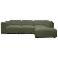 ECKSOFA ANTHONY Grün Cord  - Schwarz/Grün, Design, Kunststoff/Textil (275/163cm) - MID.YOU