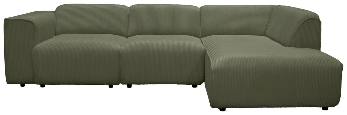 ECKSOFA ANTHONY Grün Cord  - Schwarz/Grün, Design, Kunststoff/Textil (275/163cm) - MID.YOU