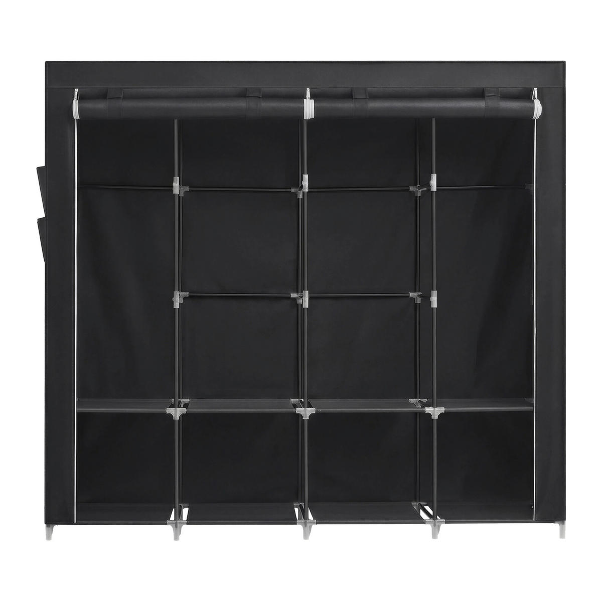 STOFFSCHRANK Schwarz  - Schwarz, Basics, Textil/Metall (170/167/45cm) - Boxxx