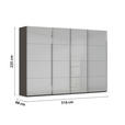 SCHWEBETÜRENSCHRANK 316/235/68 cm 4-türig Graphitfarben, Hellgrau  - Chromfarben/Hellgrau, Design, Glas/Holzwerkstoff (316/235/68cm) - Novel