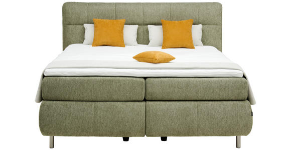 BOXSPRINGBETT 180/200 cm  in Grün  - Alufarben/Grün, KONVENTIONELL, Textil/Metall (180/200cm) - Dieter Knoll