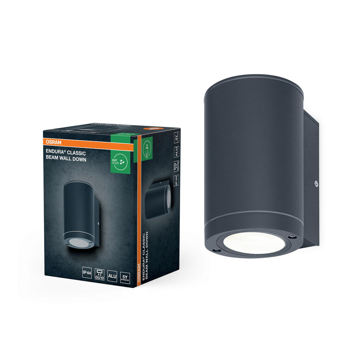 AUßENLEUCHTE 10,4/9,2/14,6 cm   - Dunkelgrau, Basics, Glas/Metall (10,4/9,2/14,6cm) - Osram