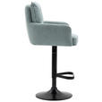 BARHOCKER Cord Schwarz, Hellblau Eisen Stoffauswahl, Sitzfläche 360° drehbar, inklusive Armlehnen  - Schwarz/Hellblau, Design, Textil/Metall (54/98-120/58cm) - Novel