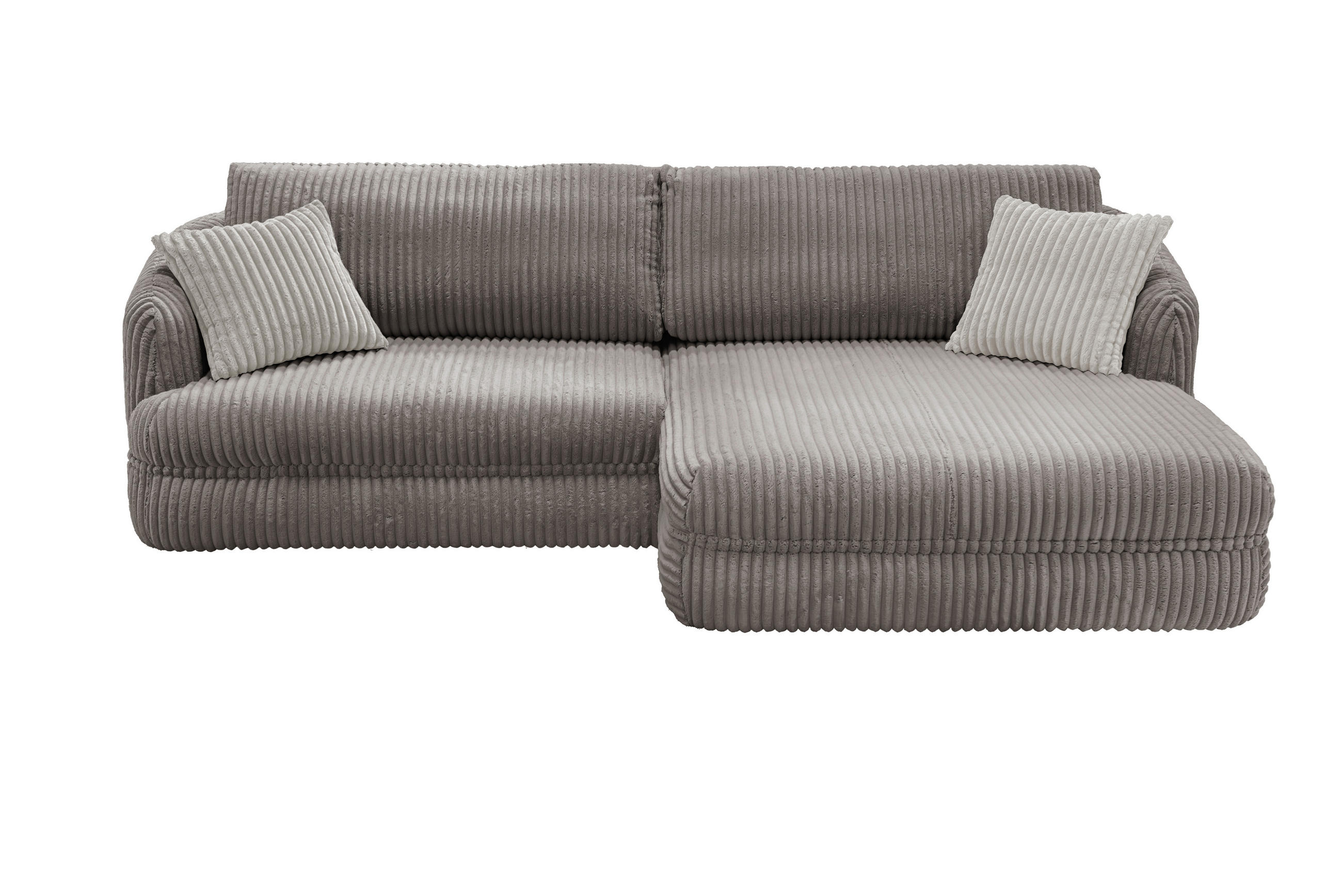 ECKSOFA LUSH Taupe Cord  - Taupe/Silberfarben, Design, Kunststoff/Textil (284/161cm) - Livetastic