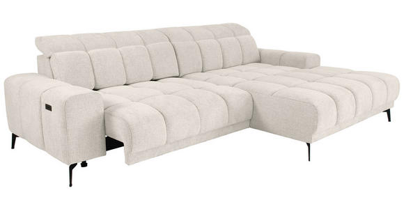 ECKSOFA inkl.Funktionen Perlmutt Chenille  - Perlmutt/Schwarz, MODERN, Textil/Metall (300/195cm) - Xora