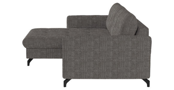 ECKSOFA in Flachgewebe, Leinenoptik Taupe  - Taupe/Schwarz, Design, Textil/Metall (170/242cm) - Xora