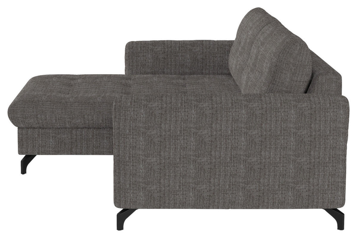 ECKSOFA in Flachgewebe, Leinenoptik Taupe  - Taupe/Schwarz, Design, Textil/Metall (170/242cm) - Xora