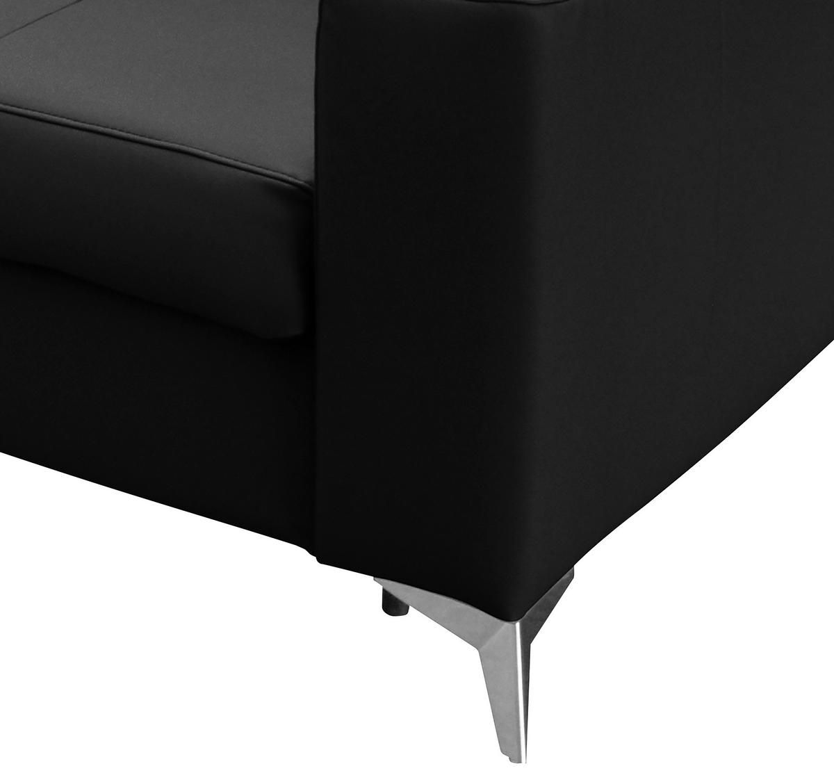 SCHLAFSOFA Schwarz Echtleder Lederlook  - Silberfarben/Schwarz, Design, Leder/Textil (206/95/101cm) - Livetastic