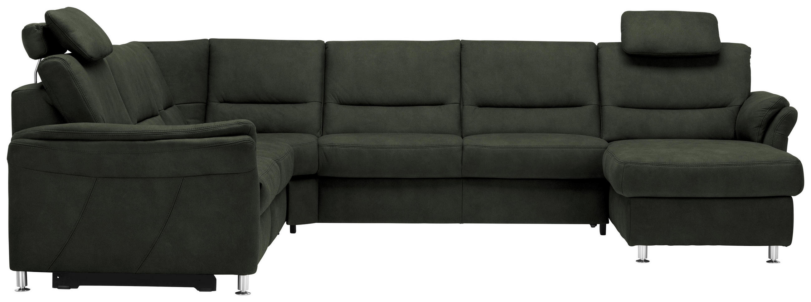 WOHNLANDSCHAFT  in Mikrofaser Dunkelgrün  - Dunkelgrün/Alufarben, KONVENTIONELL, Textil/Metall (262/335/173cm) - Beldomo System