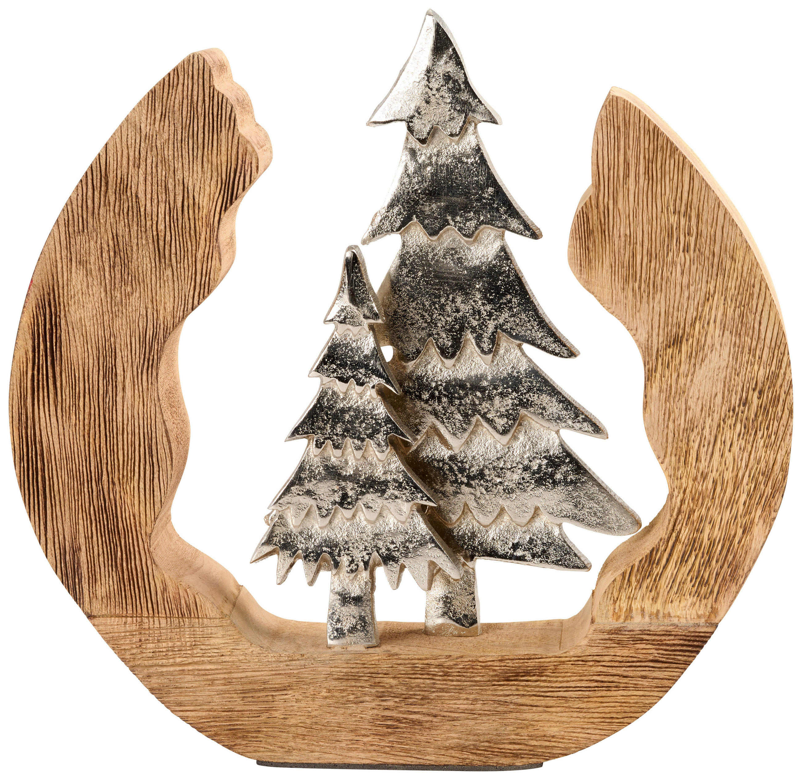 DEKOWEIHNACHTSBAUM Braun, Silberfarben  - Silberfarben/Braun, Lifestyle, Holz/Metall (29/31/5cm) - X-Mas