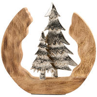 DEKOWEIHNACHTSBAUM Braun, Silberfarben  - Silberfarben/Braun, Lifestyle, Holz/Metall (29/31/5cm) - X-Mas