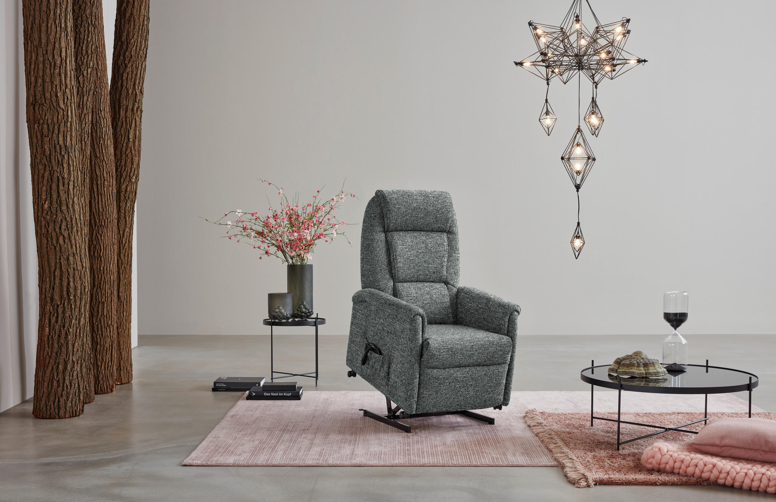 FERNSEHSESSEL in Flachgewebe Grau  - Schwarz/Grau, KONVENTIONELL, Kunststoff/Textil (69/105/82cm) - Himolla