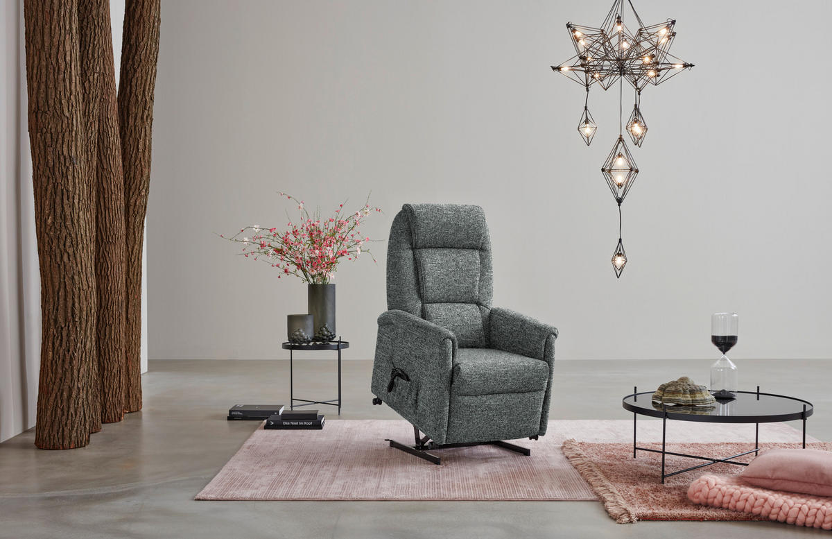 FERNSEHSESSEL in Flachgewebe Grau  - Schwarz/Grau, KONVENTIONELL, Kunststoff/Textil (69/105/82cm) - Himolla