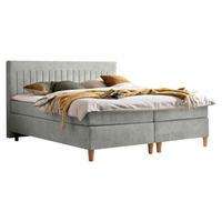 BOXSPRINGBETT 180/200 cm  in Grau  - Buchefarben/Grau, Basics, Holz/Textil (180/200cm) - Boxxx