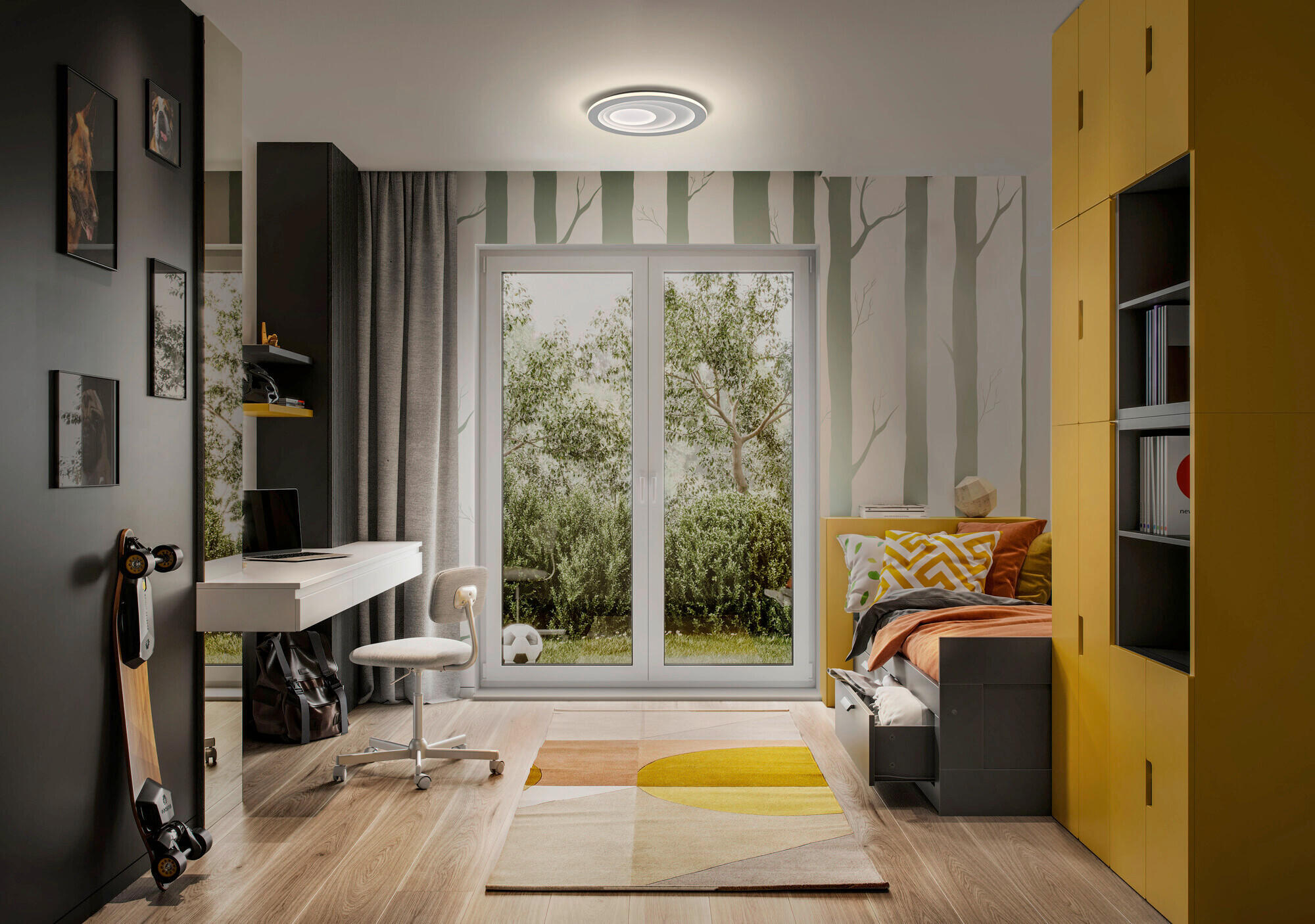 LED-DECKENLEUCHTE Orbis Spiral 30/36/5,6 cm   - Grau, Design, Kunststoff/Metall (30/36/5,6cm) - Osram