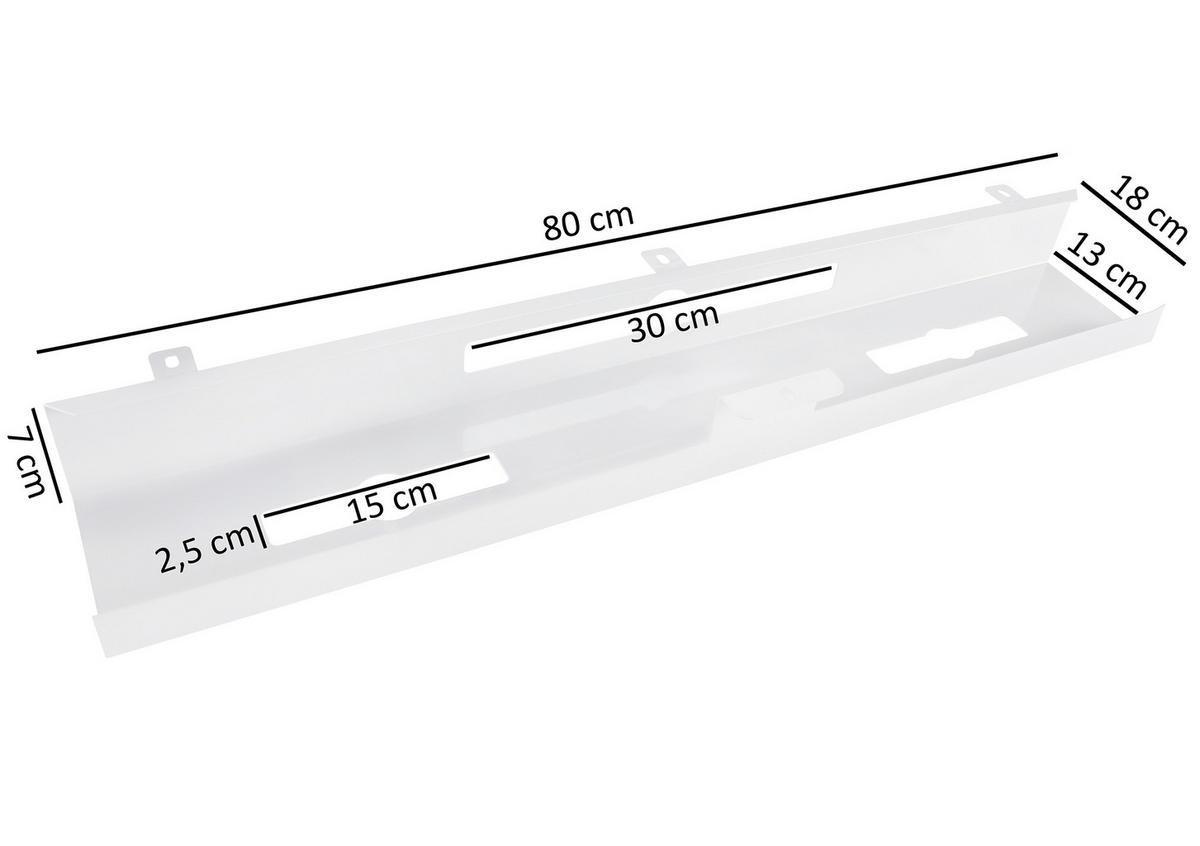 KABELKANAL 80/13/7 cm  in Weiss  - Weiss, Basics, Metall (80/13/7cm) - MID.YOU