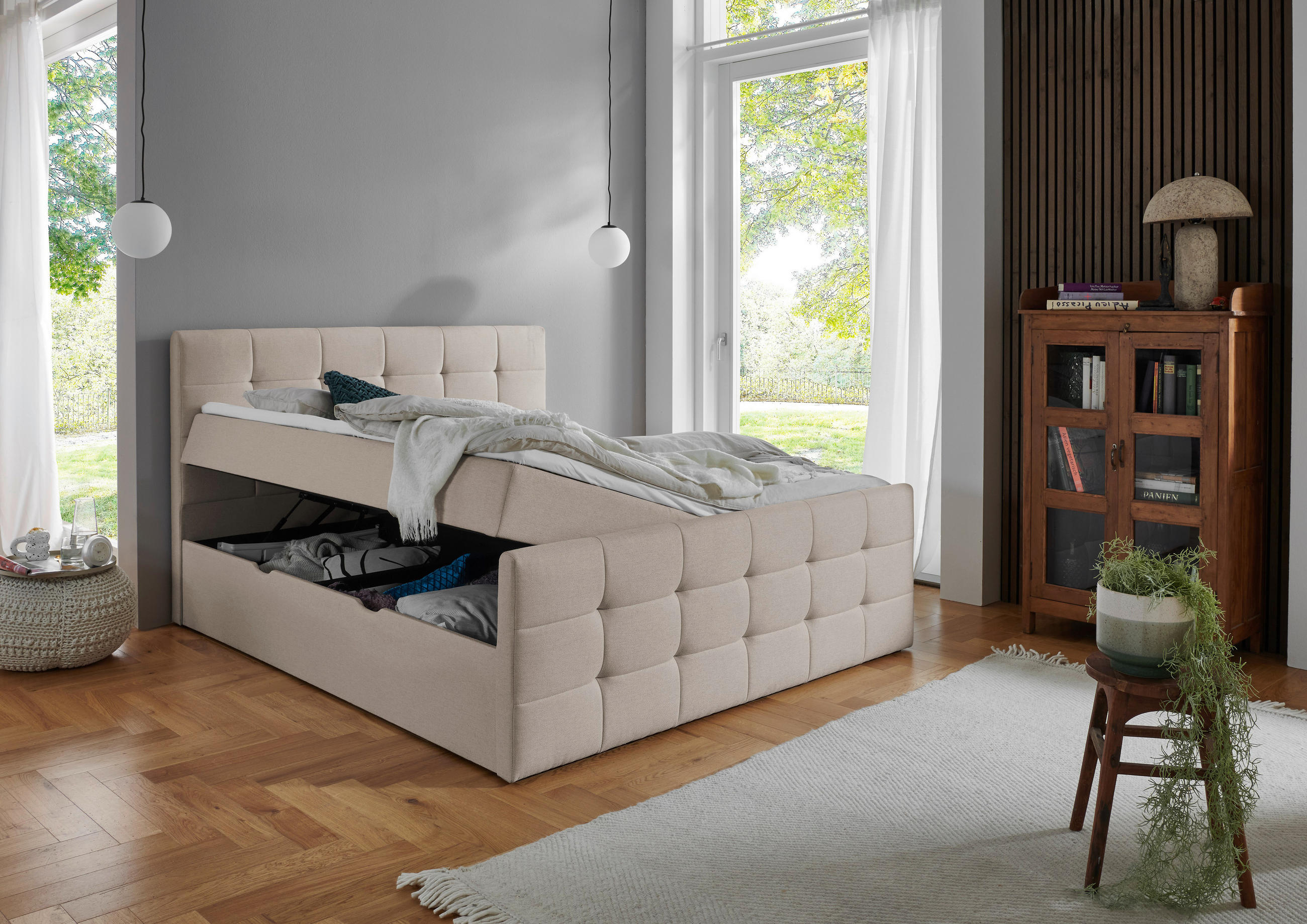 BOXBETT 180/200 cm  in Beige  - Beige, Basics, Textil (180/200cm) - Boxxx