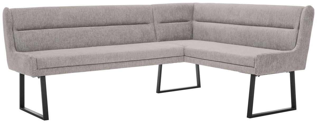 ECKBANK 237/159 cm Webstoff Schwarz, Hellgrau   - Hellgrau/Schwarz, Design, Textil/Metall (237/159cm) - Novel