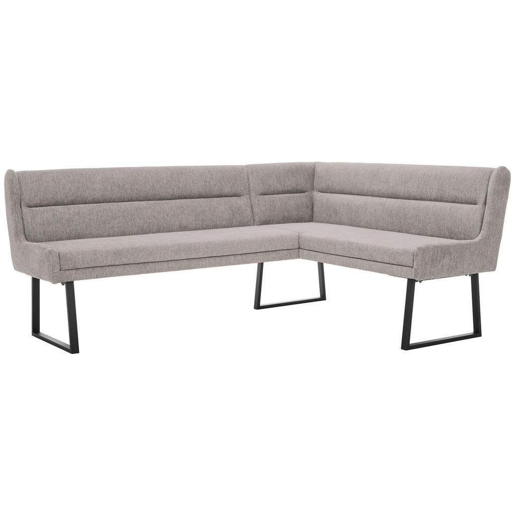 Thumbnail - Novel Eckbank, Schwarz, Hellgrau, Metall, Textil, 4-Sitzer, Ottomane links, L-Form, Eckteil, 217x159 cm, in verschiedene...