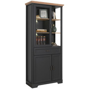 Vitrine in Eichefarben, Graphitfarben - Eichefarben/Graphitfarben, ROMANTIK / LANDHAUS, Glas/Holzwerkstoff (93/204/42cm) - Hom`in