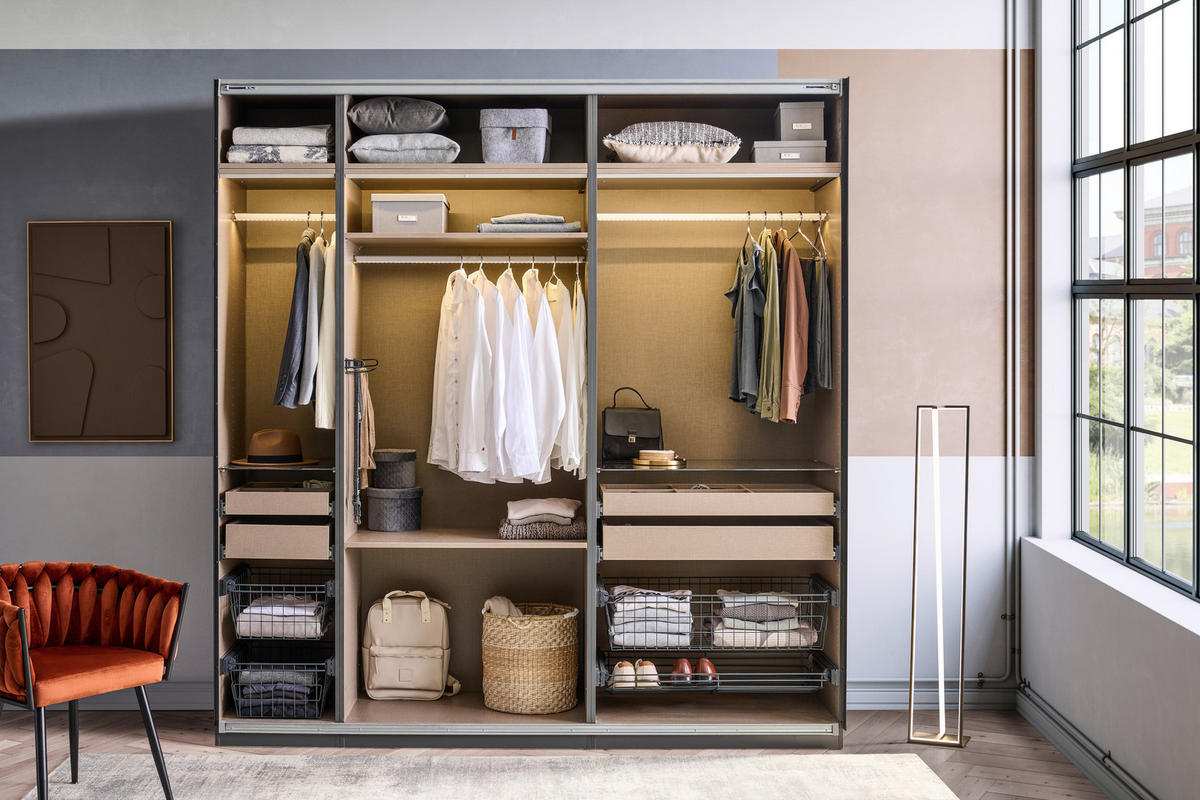 KORPUS ORMARA ZA ODJEĆU  antracit  46/242/57 cm    - antracit, Konvencionalno, drvni materijal (46/242/57cm) - Hom`in