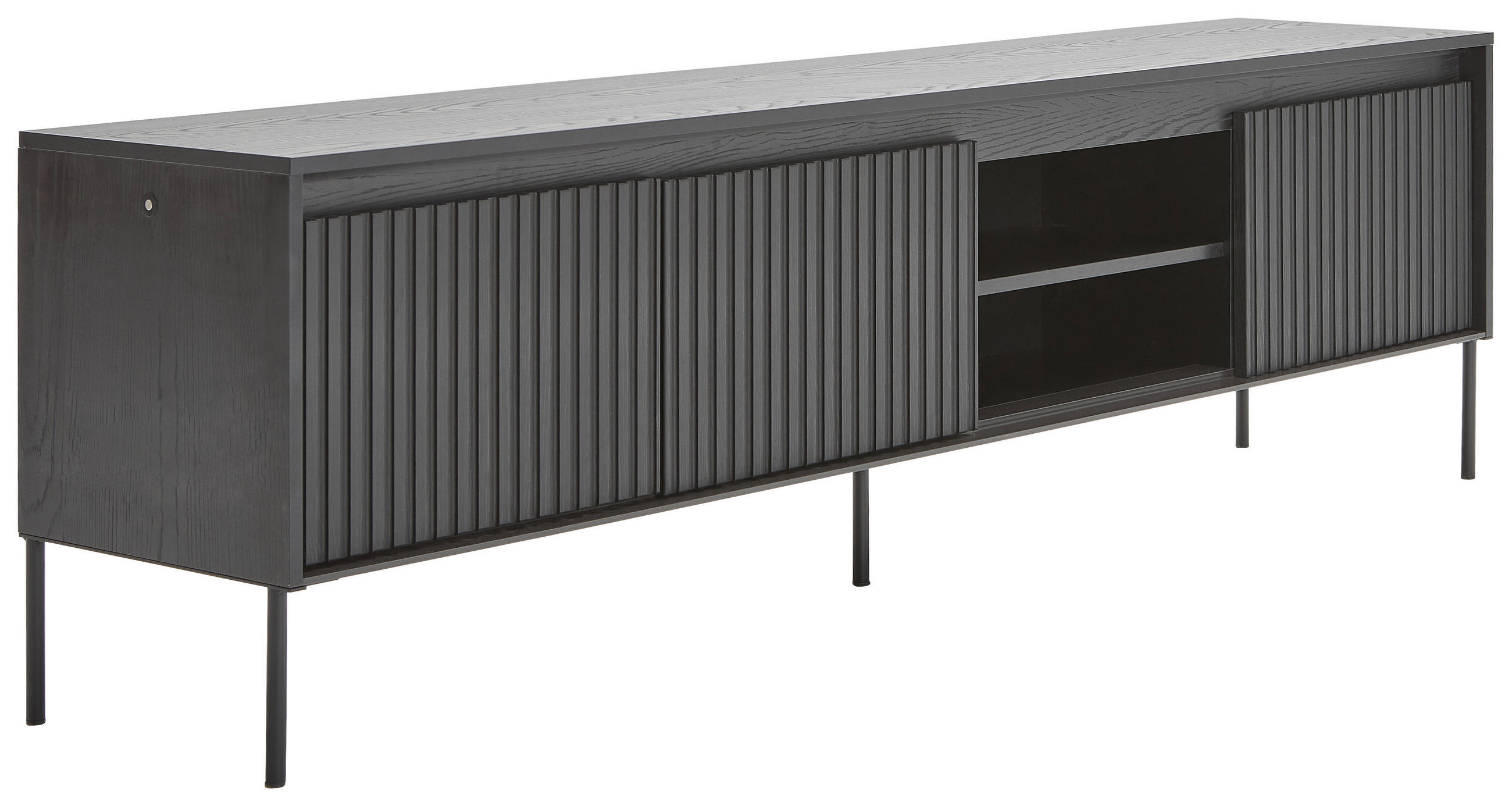 Comodă Joasă 192/56/40 cm  - negru, Trend, metal/material pe bază de lemn (192/56/40cm) - Hom`in