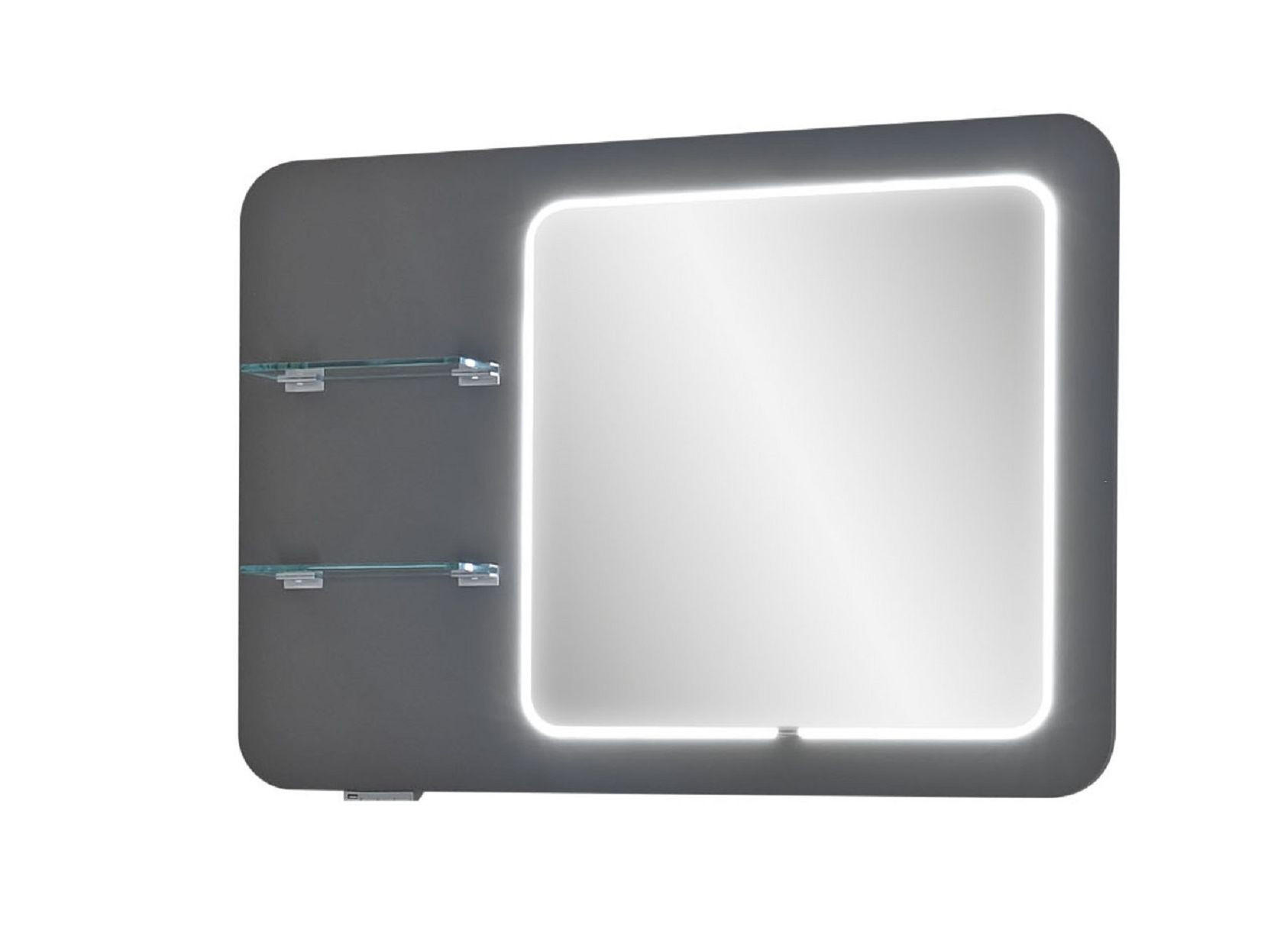 BADEZIMMERSPIEGEL 105/75/3,2 cm  - Grau, MODERN, Glas/Holzwerkstoff (105/75/3,2cm) - Sadena