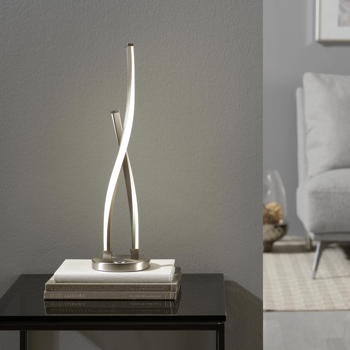 STOLNÍ LED LAMPA, dotykový stmívač, 12,5/12,5/48,5 cm - Design, kov (12,5/12,5/48,5cm)