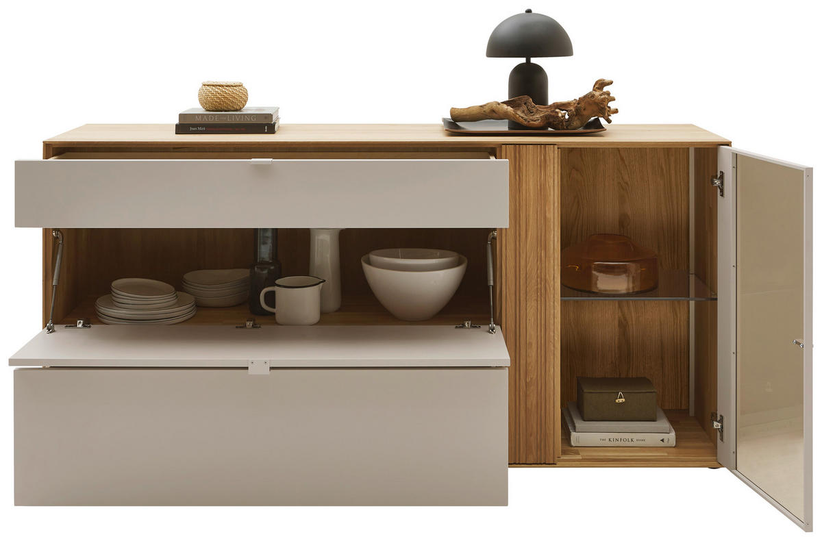 SIDEBOARD 181,9/87,9/45,2 cm  - Kaschmir/Wildeiche, Design, Glas/Holz (181,9/87,9/45,2cm) - Dieter Knoll