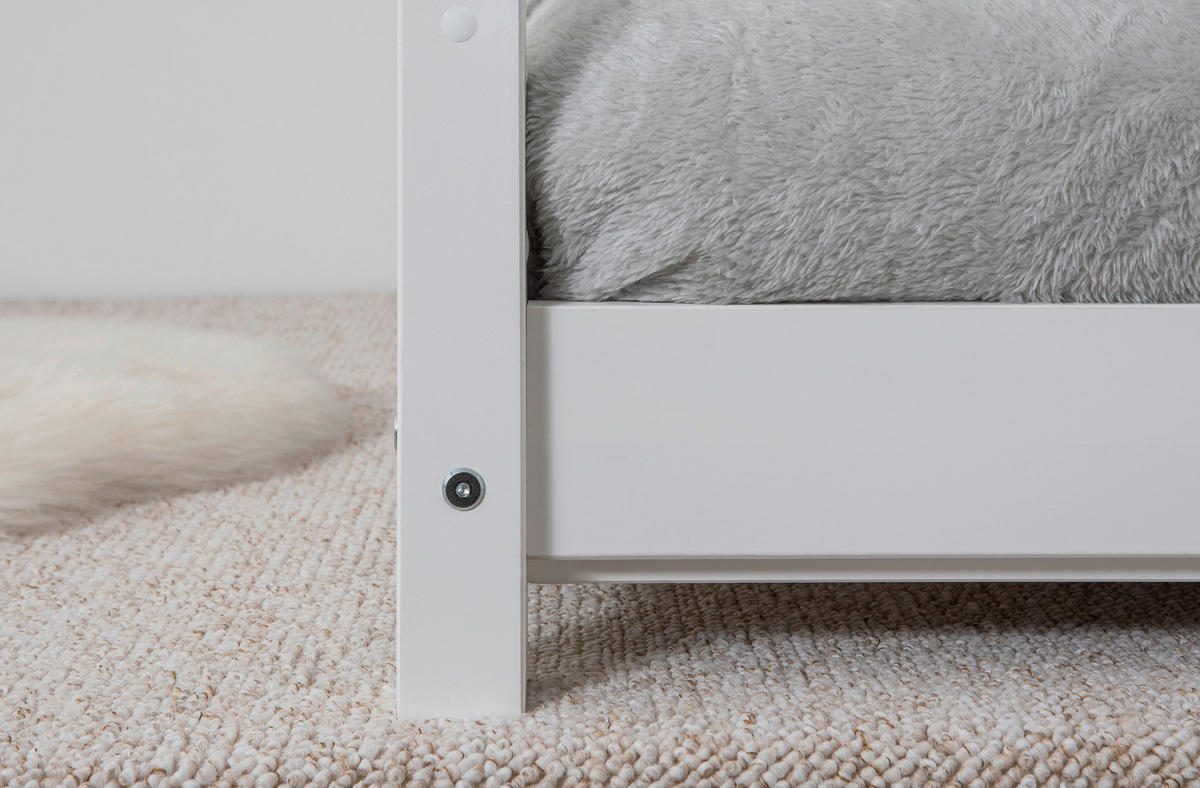 HAUSBETT 90/200 cm,  in Weiß  - Naturfarben/Weiß, MODERN, Holz/Textil (90/200cm) - MID.YOU