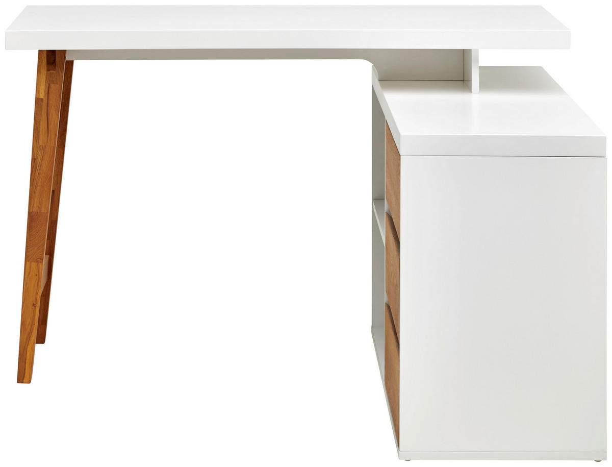 ECKSCHREIBTISCH  in Eichefarben, Weiß  - Eichefarben/Weiß, MODERN, Holz/Holzwerkstoff (120/76/100cm) - MID.YOU
