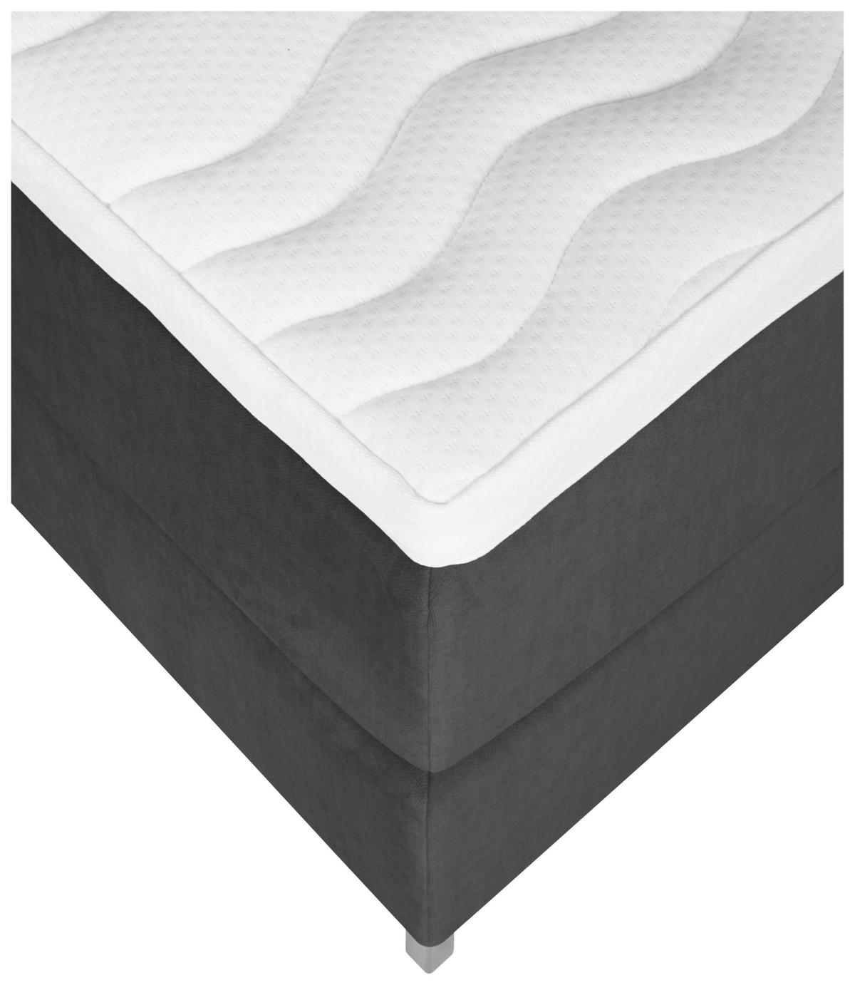 BOXSPRINGBETT 180/200 cm  in Dunkelgrau  - Dunkelgrau/Alufarben, MODERN, Textil (180/200cm) - MID.YOU