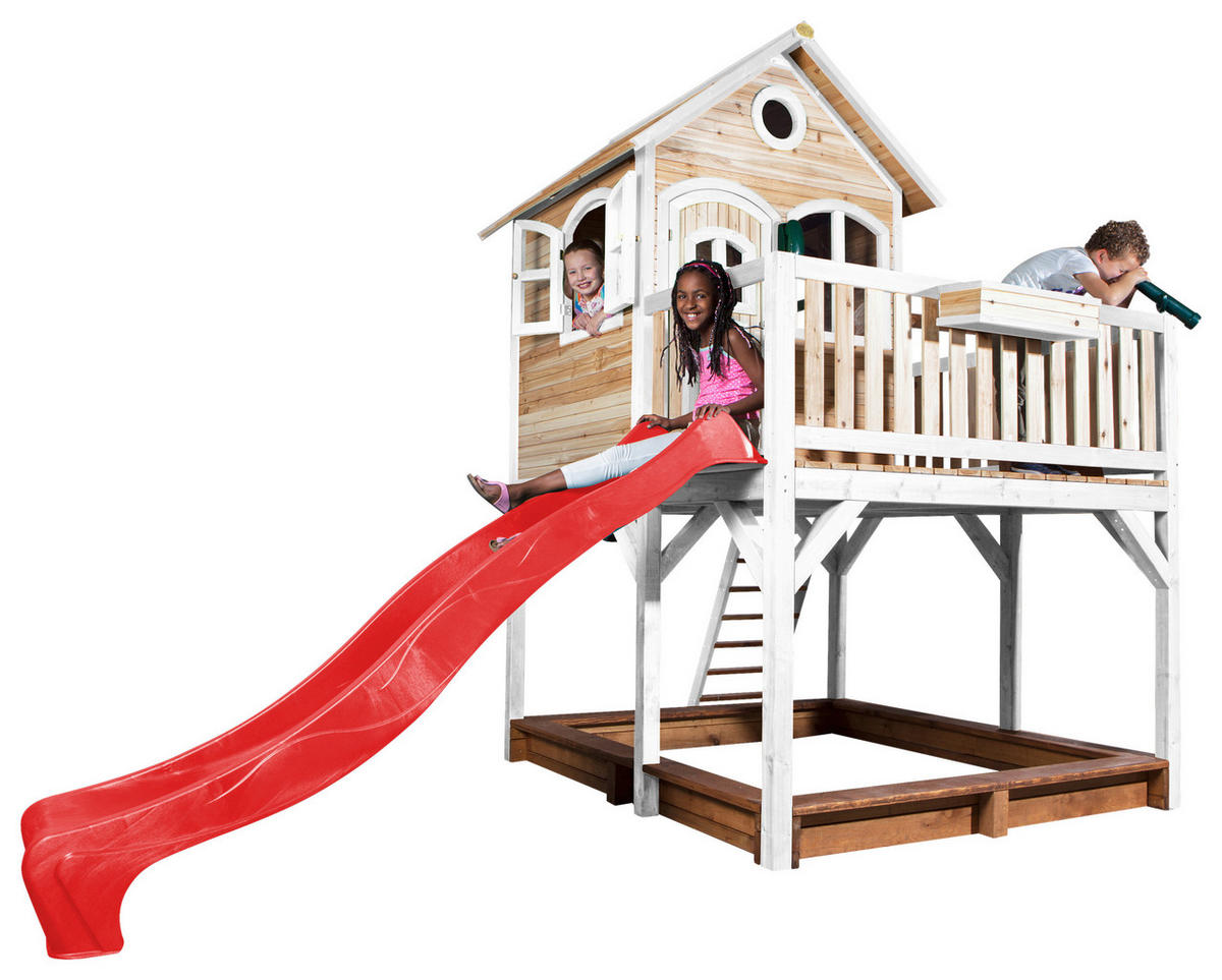 SPIELTURM 377/291/255 cm  - Rot/Braun, KONVENTIONELL, Holz (377/291/255cm) - Ambia Garden