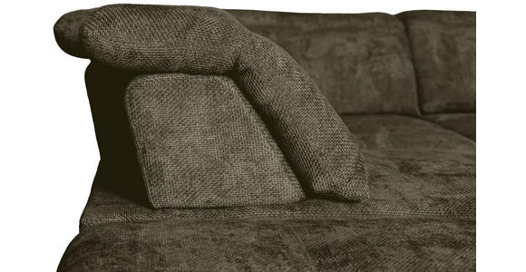 WOHNLANDSCHAFT Olivgrün Struktur - Schwarz/Olivgrün, KONVENTIONELL, Textil/Metall (253/357/188cm) - Carryhome