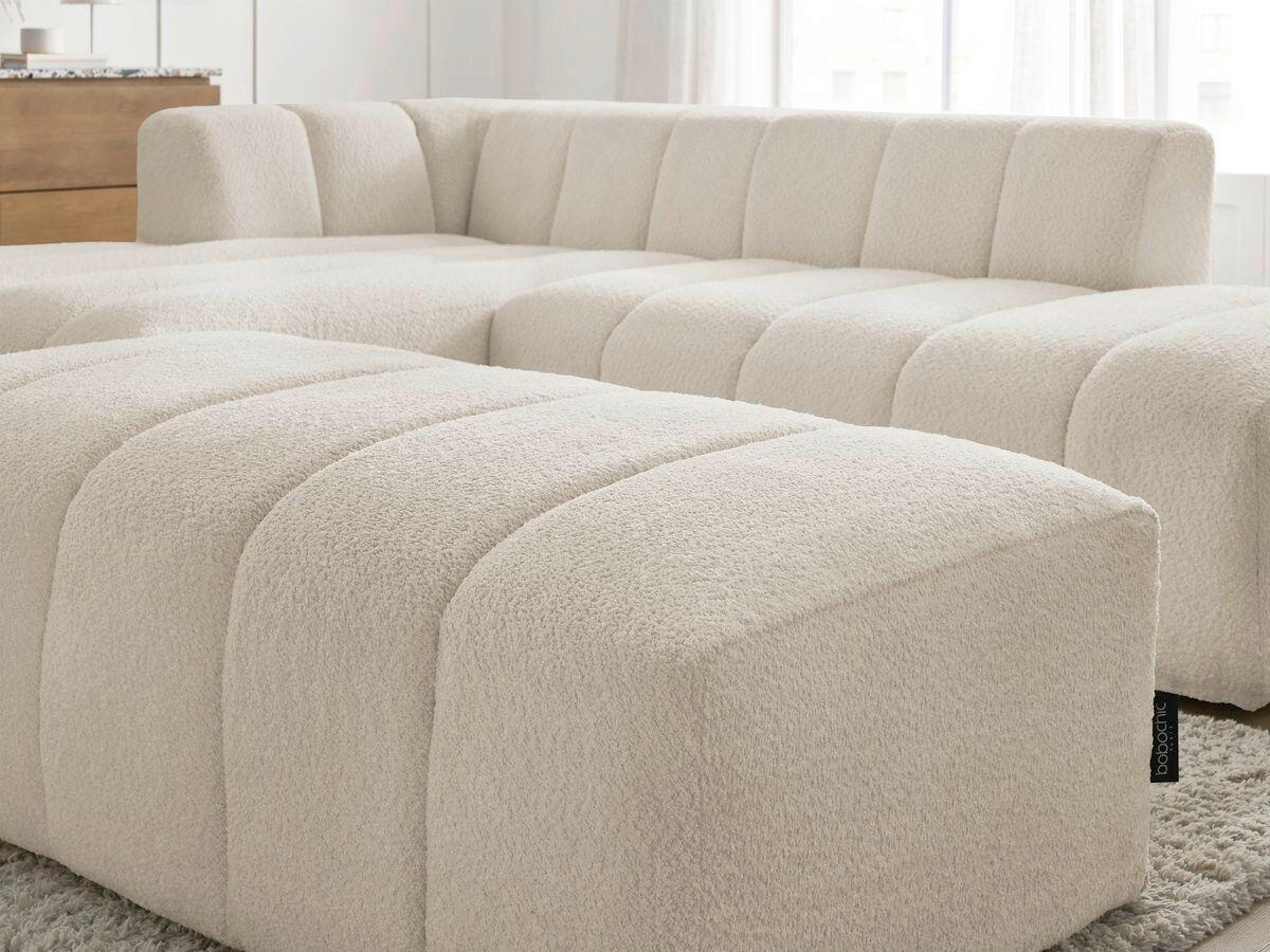 ECKSOFA Ottomane links  ANNECY Beige Bouclé  - Beige/Schwarz, MODERN, Kunststoff/Textil (170/262cm)