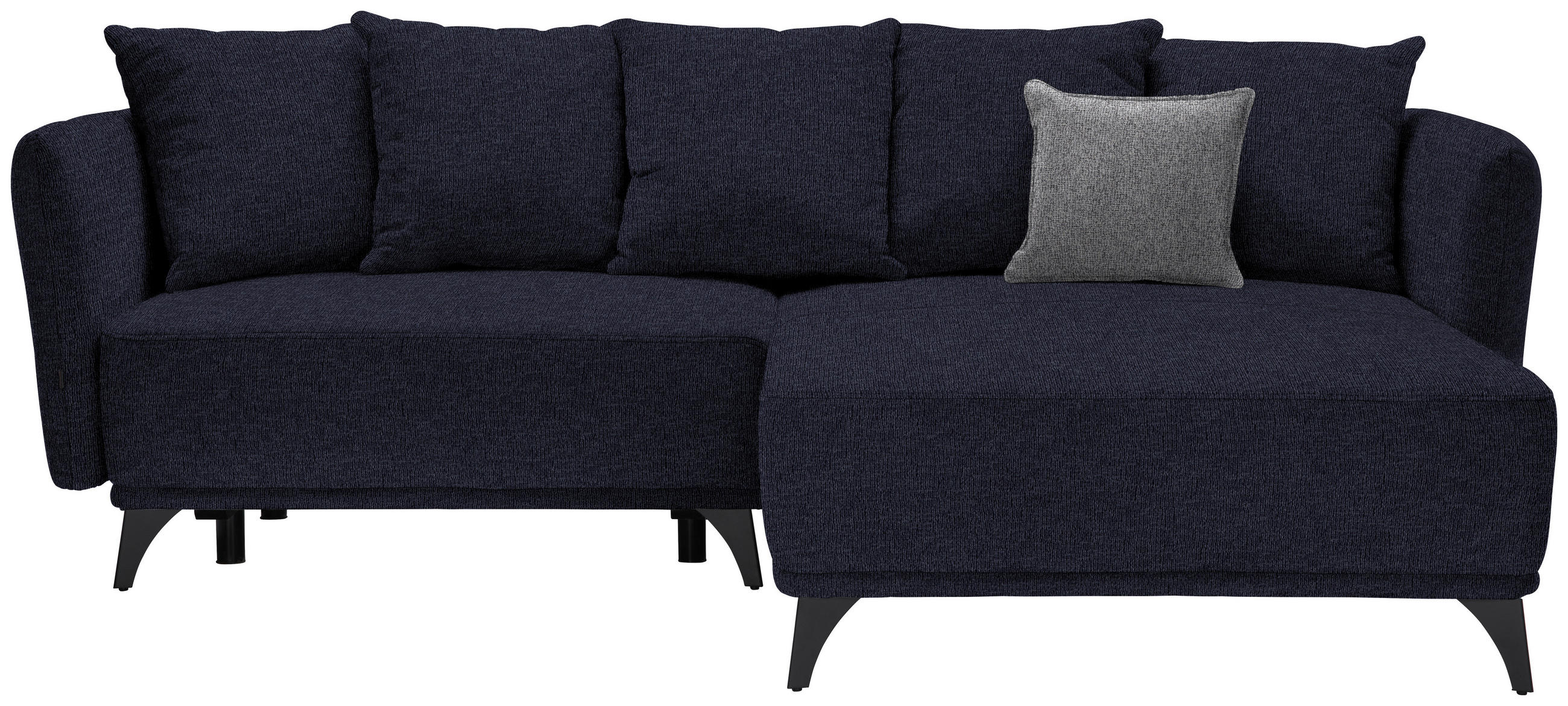 ECKSOFA in Chenille Dunkelblau  255/172 cm  - Schwarz/Dunkelblau, LIFESTYLE, Textil/Metall (255/172cm) - Carryhome