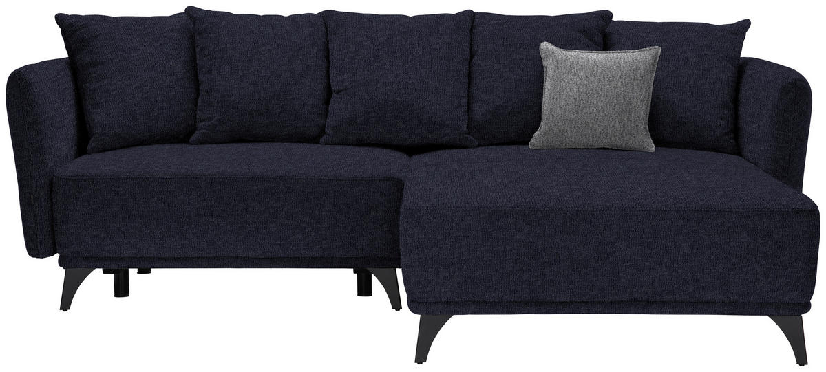 ECKSOFA in Chenille Dunkelblau  255/172 cm  - Schwarz/Dunkelblau, LIFESTYLE, Textil/Metall (255/172cm) - Carryhome