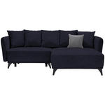 ECKSOFA in Chenille Dunkelblau  - Schwarz/Dunkelblau, LIFESTYLE, Textil/Metall (255/172cm) - Carryhome